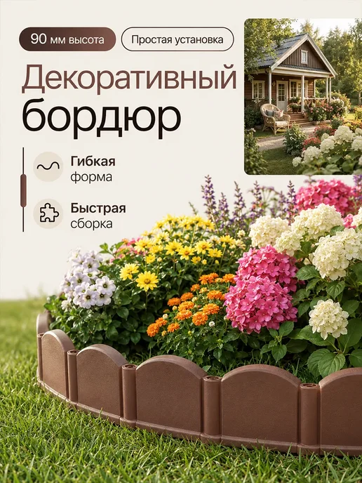 Бордюр садовый терракот, коричневый