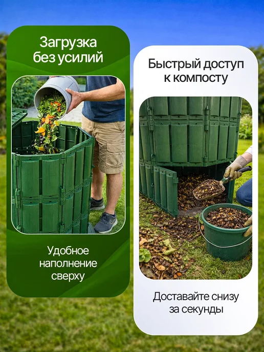 Подворье Компостер садовый с крышкой и дном 600л, 600 л, фото 2