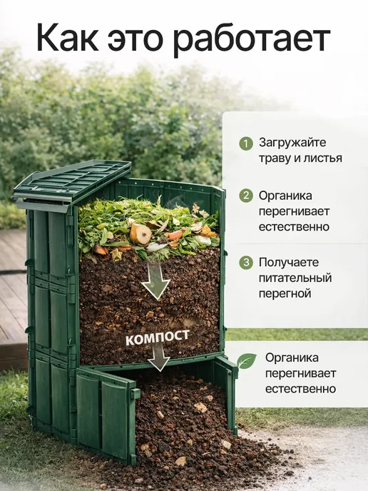 Подворье Компостер садовый с крышкой и дном 600л, 600 л, фото 4