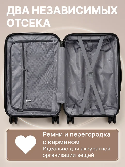 Мини чемодан ручная кладь XS со съемными колесами, серый, фото 4