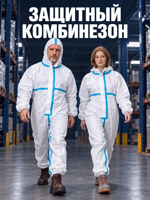 Комбинезон защитный одноразовый,для ремонта,костюм Каспер, белый