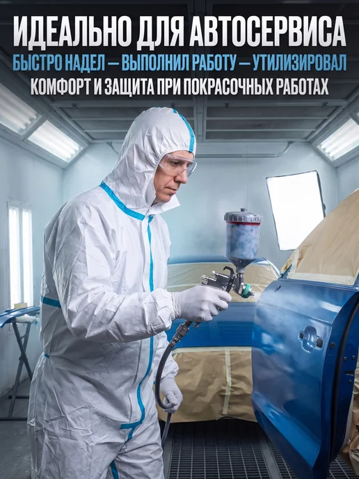 Комбинезон защитный одноразовый,для ремонта,костюм Каспер, белый, фото 4