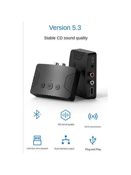 Беспроводной Bluetooth-ресивер 5.3 AUX RCA, вариант, фото 2