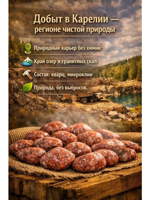 УРАЛЬСКИЙ МАЛАХИТ Малиновый кварцит 15 кг, галтованный, Карелия, 15 кг, фото 2