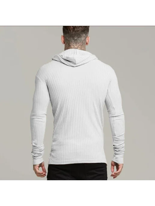 MACHINEFITNESS Свитер мужской с капюшоном, повседневный приталенный спортив, вариант, фото 5