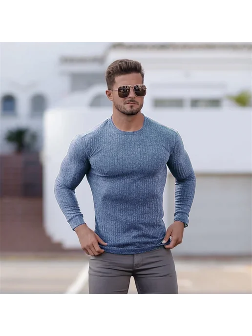 MACHINEFITNESS Свитер мужской с капюшоном, повседневный приталенный спортив, серый