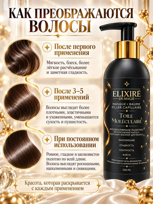 ELIXIRÉ DE MAGIE Интенсивная маска-бальзам-филлер для волос, 250 мл, 250 мл, фото 5