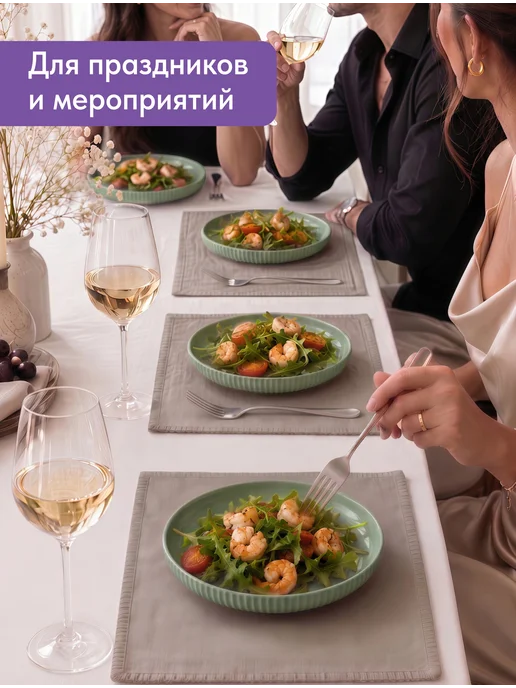 KUBER Тарелки пластиковые Рифленые плоские оливковые набор 6 шт, 6 шт, фото 8