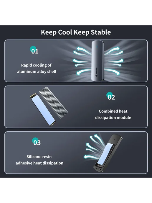 YOTTAMASTER Корпус для SSD M.2 NVMe SATA 10Gbps USB 3.1 Gen2, вариант, фото 5