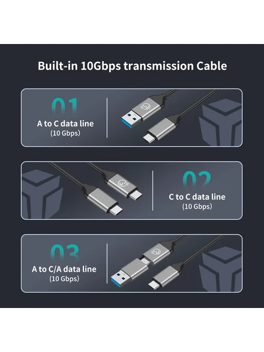 YOTTAMASTER Корпус для SSD M.2 NVMe SATA 10Gbps USB 3.1 Gen2, вариант, фото 6