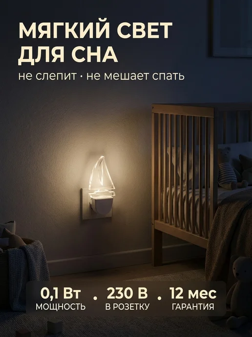 LEEK Ночник детский в розетку светодиодный кораблик, вариант