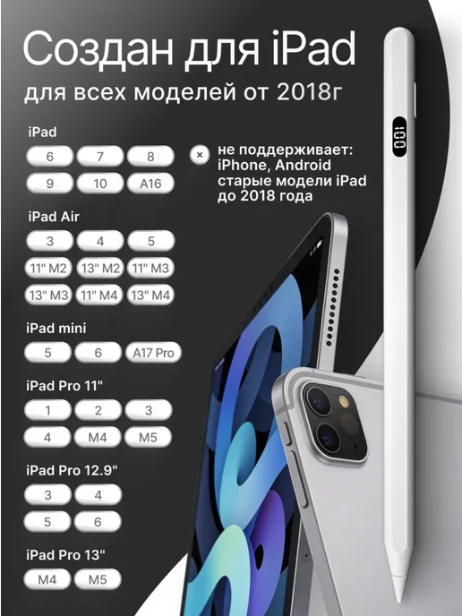 FOUND Стилус для iPad с дисплеем заряда Apple Pencil, вариант, фото 2